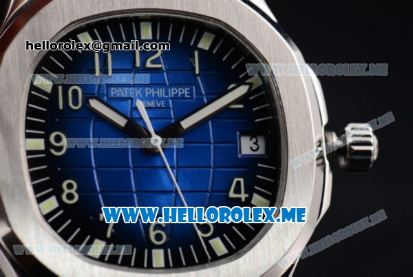 Patek Philippe Aquanaut Jumbo Swiss ETA 2824 Automatic Steel Case with Blue Dial and Black Ruber Strap Stick/Arabic Numeral Markers (BP) - Click Image to Close